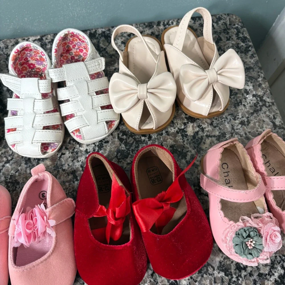 Baby Girl Shoe Lot 13 Pairs Old Navy Wonder Nation Bebe Size 1 2 3 4 12-18M